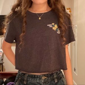 Embroidered Gray Crop Top